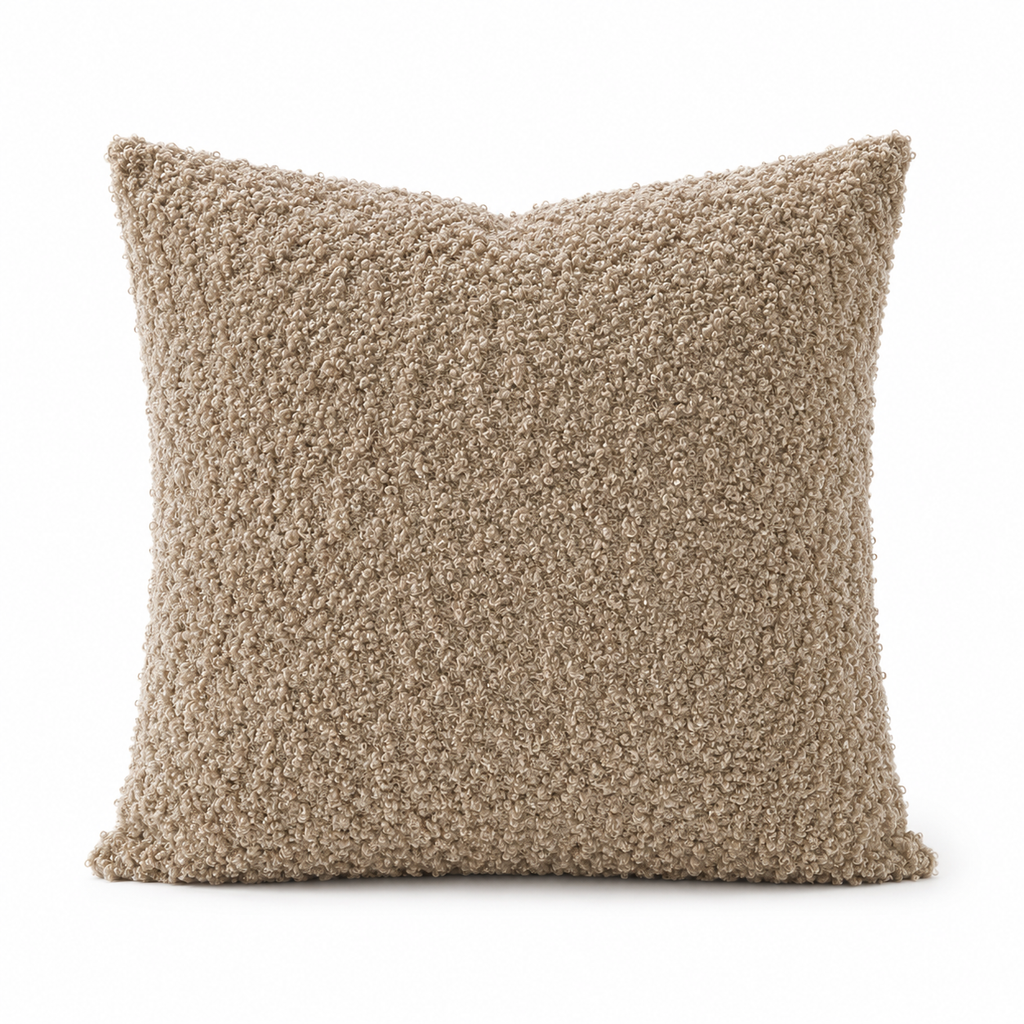 Fodera Cuscino Premium Bouclé – Beige Tortora