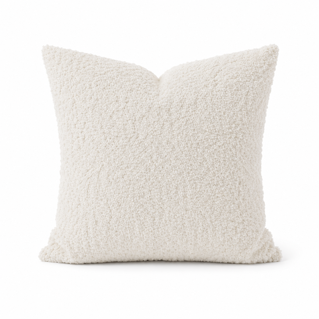 Fodera Cuscino Premium Bouclé – Bianco Avorio