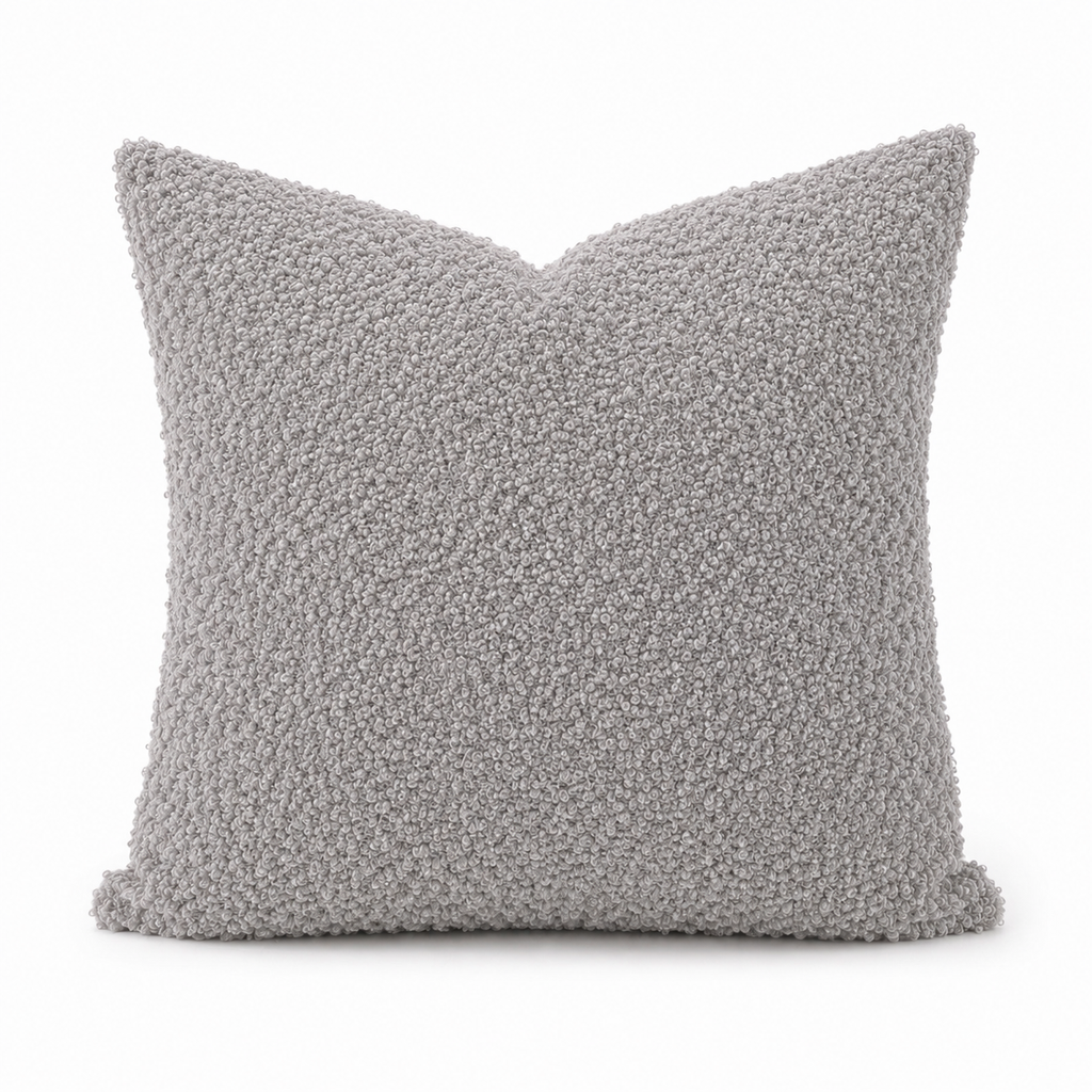 Fodera Cuscino Premium Bouclé – Grigio Perla