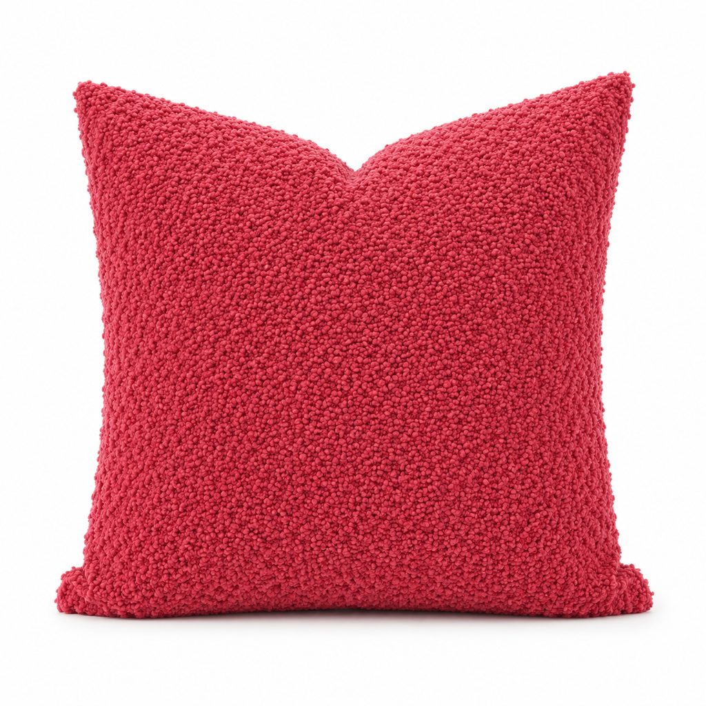 Fodera Cuscino Premium Bouclé – Lampone